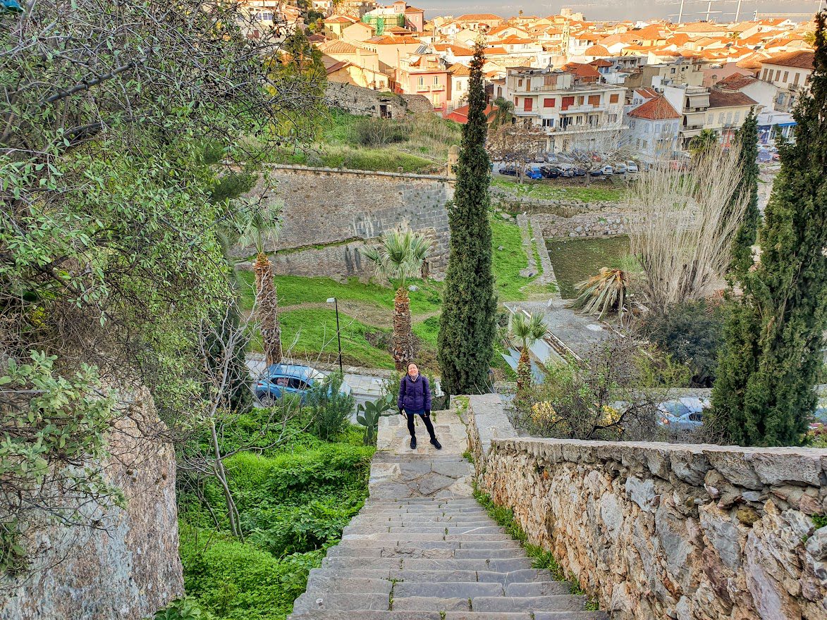 Walking up Palamidi Castle in Nafplio