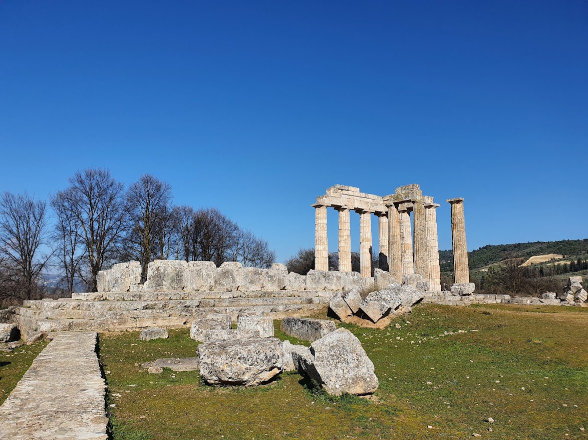 Approaching the Temple of Zeus at Nemea in the Peloponnese