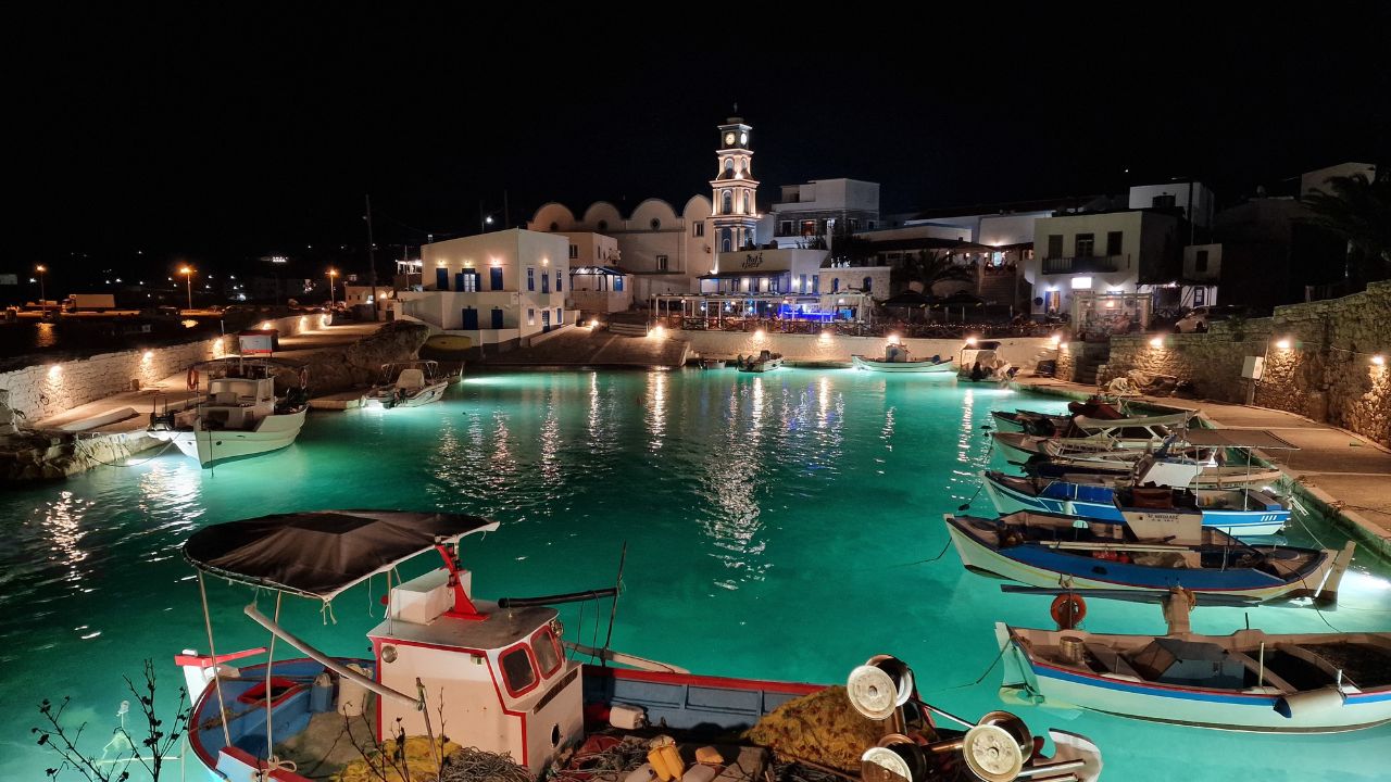 Kasos old harbour at night