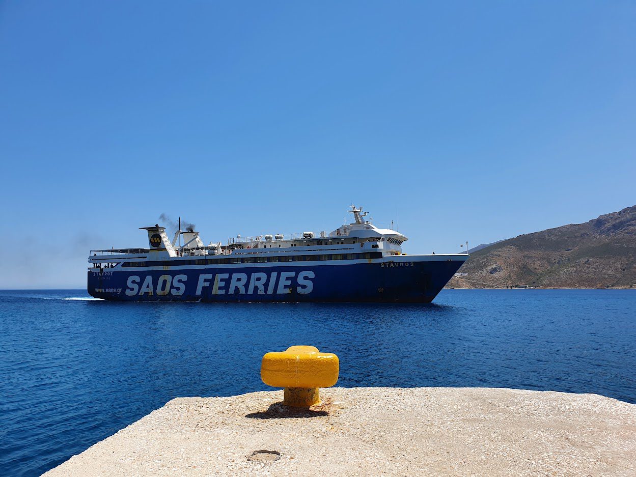 Saos ferries at Tilos island in Greece