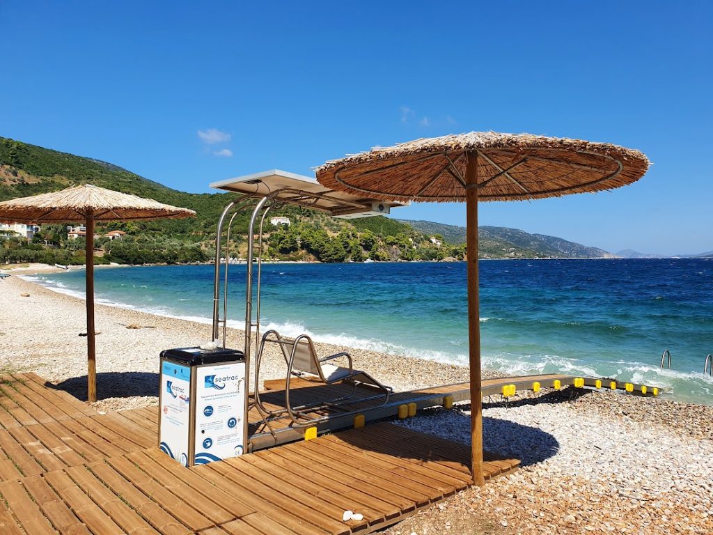 Seatrac mobility access at Steni Vala beach in Alonissos island, Greece