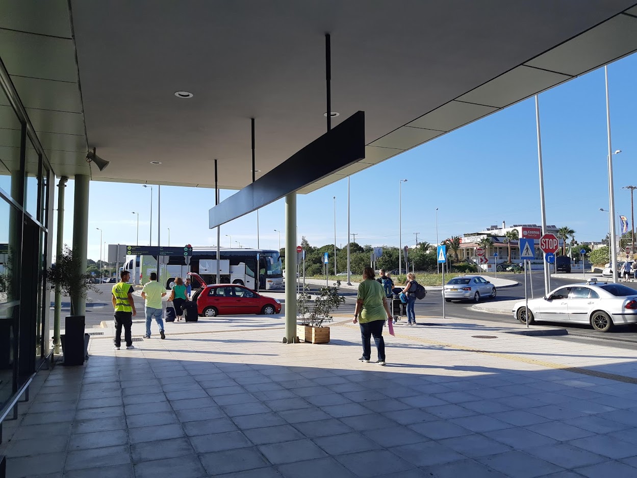 Outside Kos airport arrivals