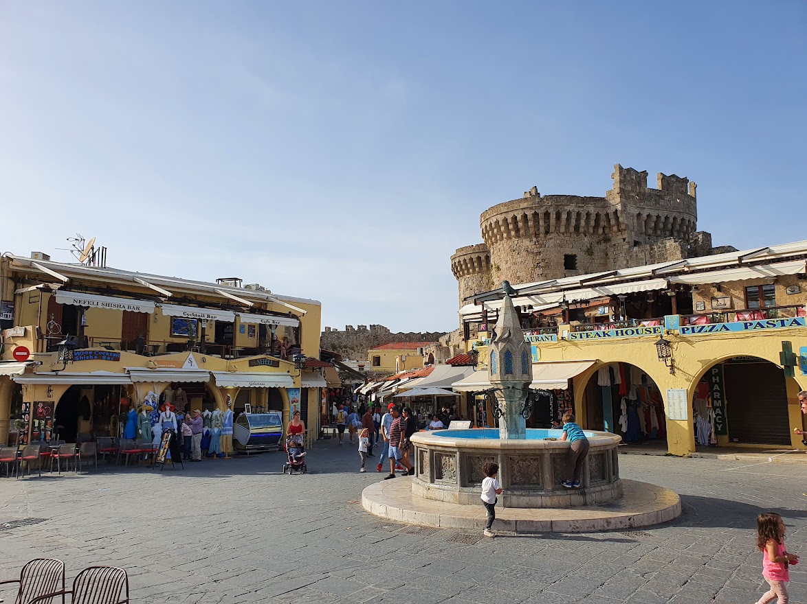 A view of an area in the medieval city of Rhodes in Greece