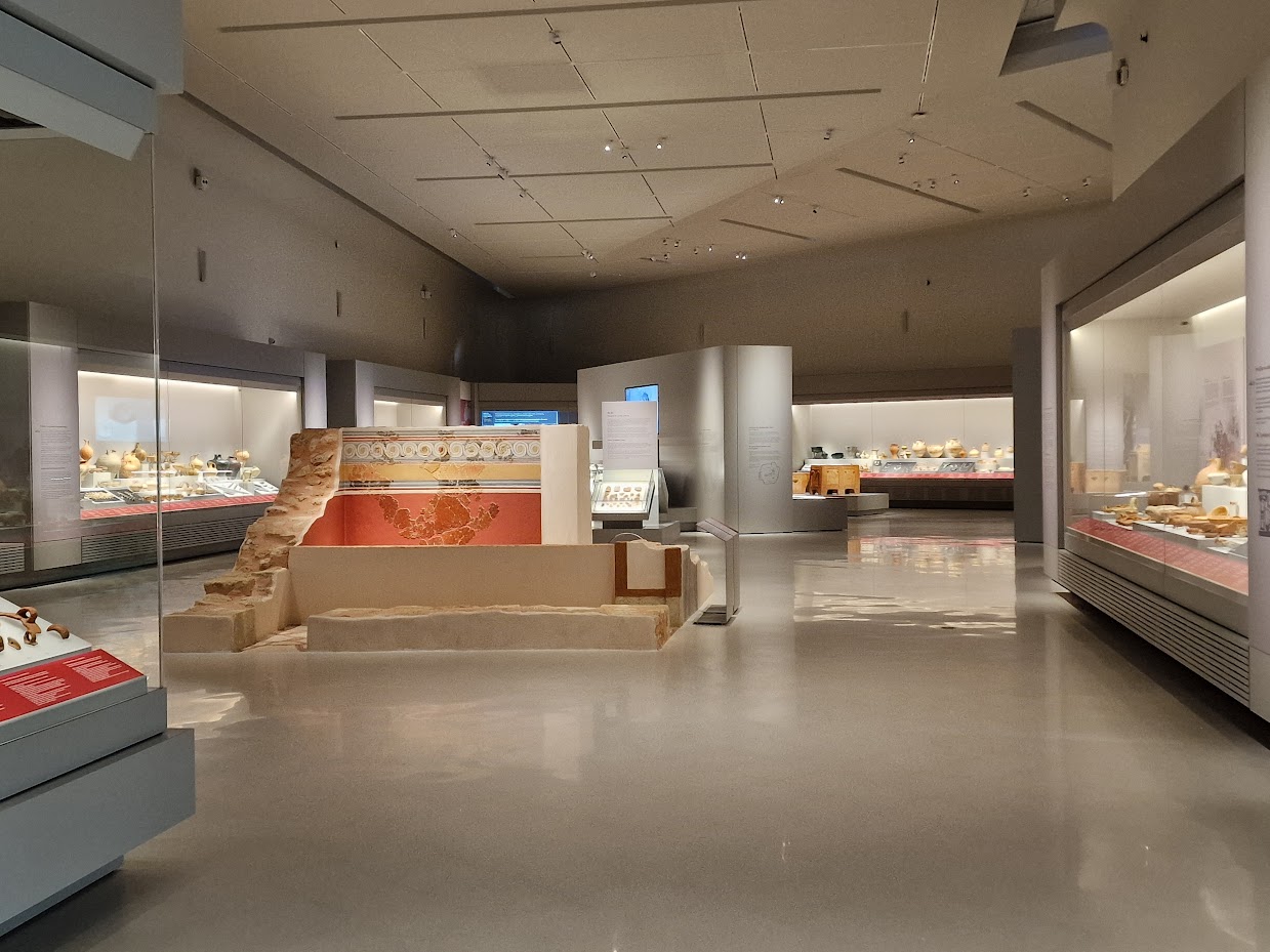 exhibits displayed inside the chania archaeological museum in crete