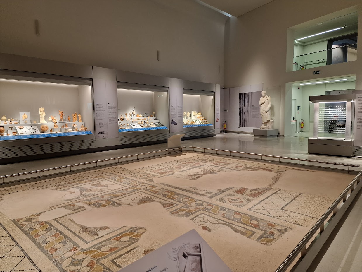 A floor mosaic displayed inside the new archaeology museum of chania