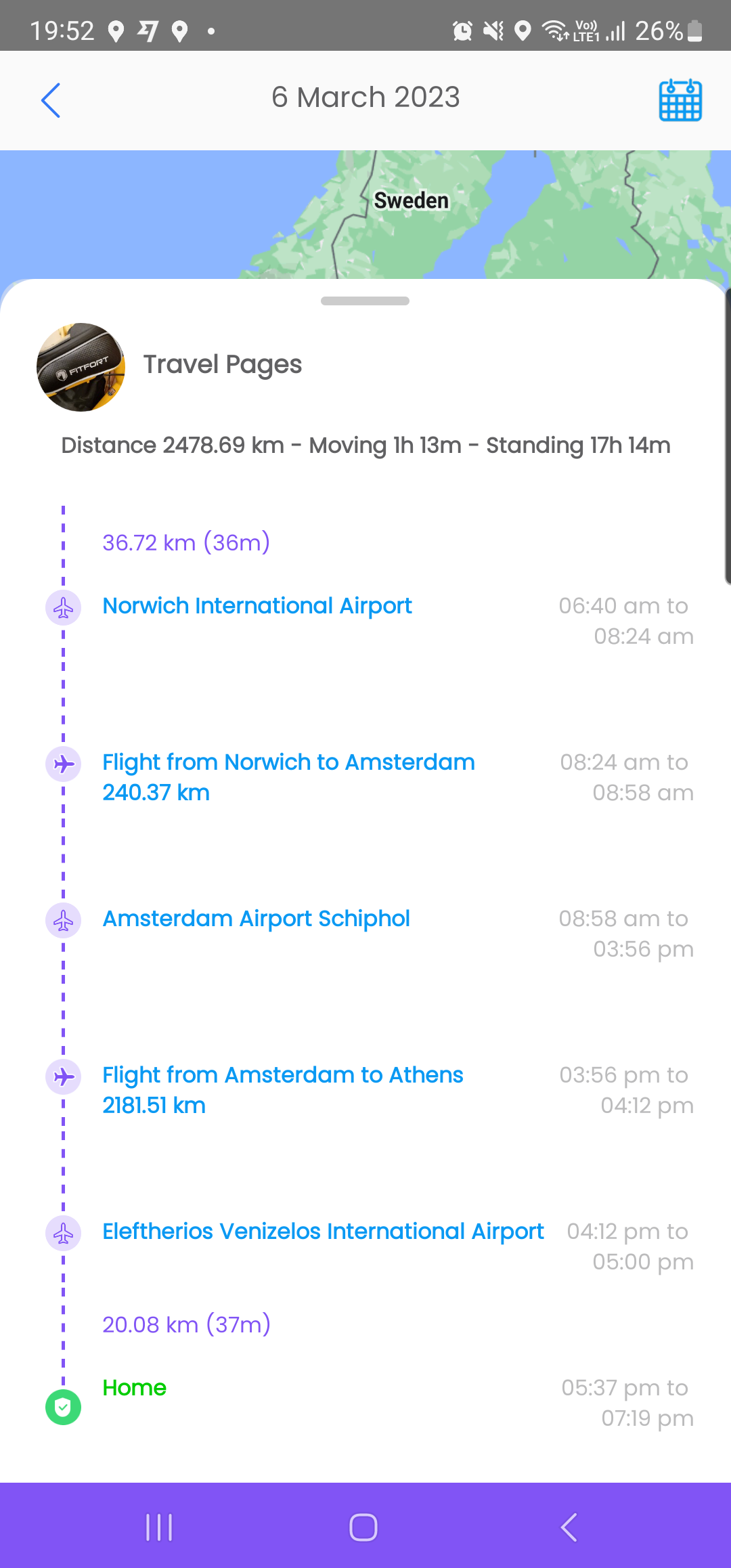 Using the GEGO app location history