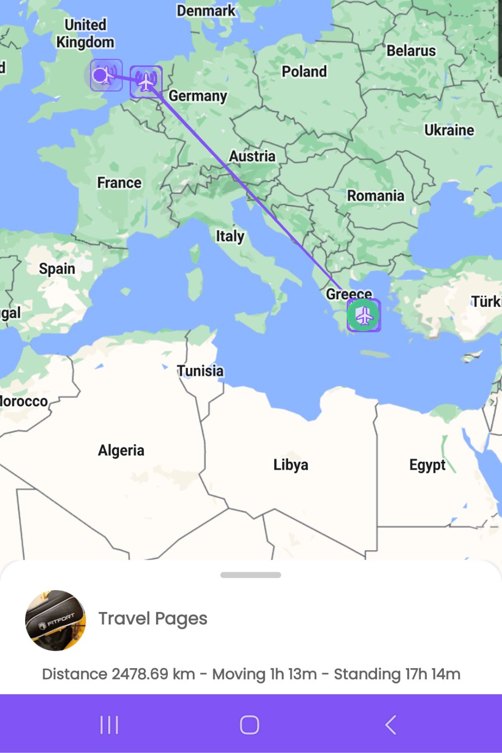 Using the GEGO app to track my luggage on a plane