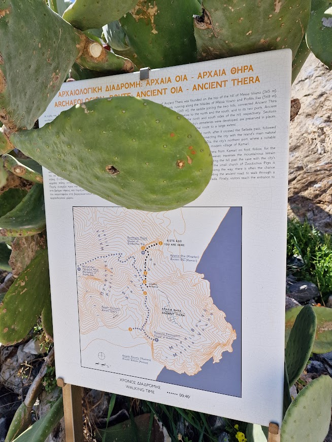 Signpost for the Ancient Thera hike