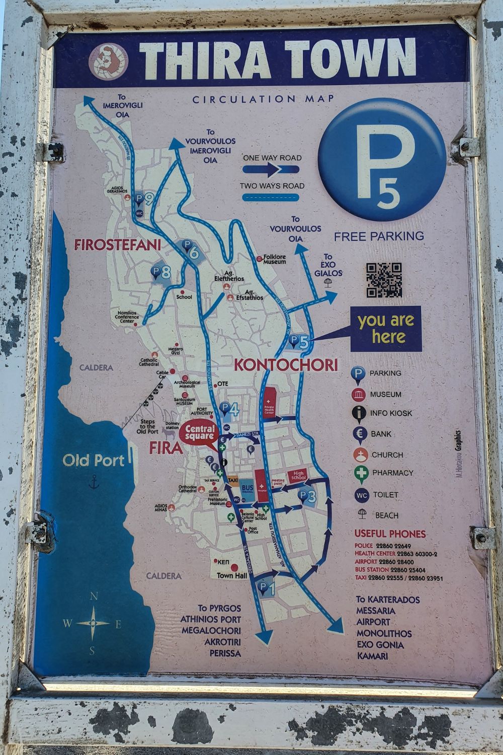 A map of Fira town map