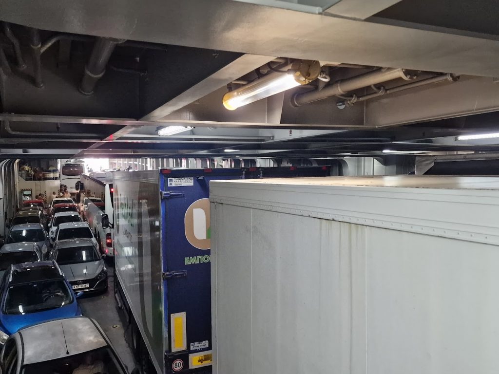 parking inside the ferry to corfu