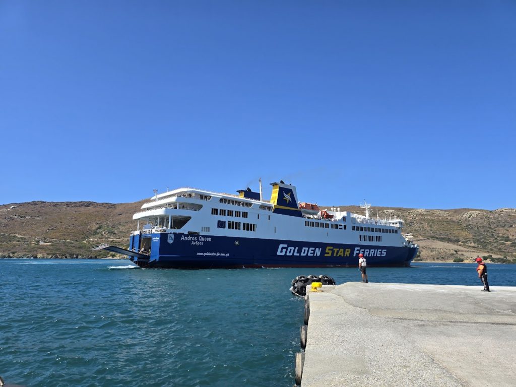 Taking the ferry from Rafina to Andros island in Greece