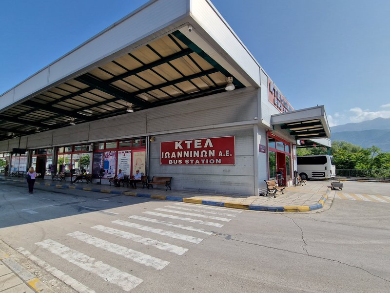 The modern KTEL Ioanninon bus station building in Ioannina, northwestern Greece